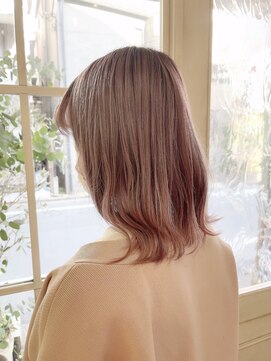 アミュレ(Amule) ピンクベージュナチュラル艶髪セミディ髪型30代40代梅ヶ丘美容室