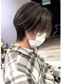 メンズバレイヤージュセンターパートウルフデザインカラー