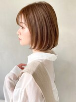 ナチュラルカールデジタルパーマシンプルボブワンカールベージュ