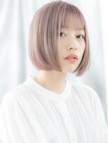 ドクターズ サロン ラブ(Dr's Salon LAB) ミルクティーピンクの透けバングぶつ切りボブf古河10代20代30代