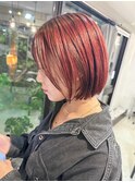 20代30代40代ダブルカラーブリーチ耳掛けシースルーバンク
