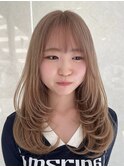 ハイライトカラーミルクティーベージュケアブリーチダブルカラー