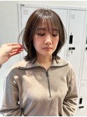 Say.ミディアムボブブルーカラーお団子ヘアデジタルパーマ韓国