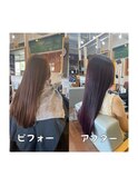  #ロングヘアー #ブリーチなし #レッドブラウン 