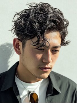 アース 天満橋店(HAIR & MAKE EARTH) 冬艶◎大人メンズ刈り上げパーマ×七三アップバング