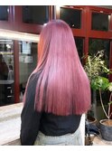 ピンクヘアーカシスカラーハイトーンロングダブルカラーブリーチ