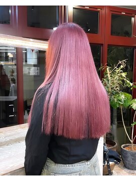 ヲタク(wotaku.) ピンクヘアーカシスカラーハイトーンロングダブルカラーブリーチ