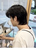 ベリーショートウルフアッシュブラックカルマパーマ《二子玉川》