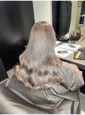 ミディアムくびれヘア外巻きコテ巻きグレージュベージュ