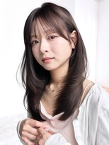 アルバム 銀座(ALBUM GINZA)&nbsp;グレージュロング暗めカラー韓国ヘア顔周りレイヤー_F31128