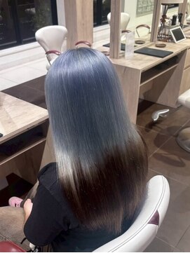 アース いわき店(HAIR&MAKE EARTH) ブルーグレージュ×艶ロングストレート