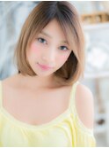 前下がりミディアムボブ外国人風暖色系カラーc5上尾20代30代40代