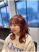 オレンジカラー×ねじりアレンジ