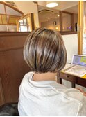 【ショートボブ】【ハイライトカラー】【アッシュ】