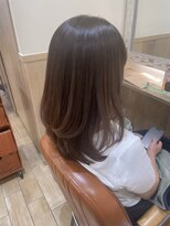 オリーブスバイネオリーブ(Olive's by neolive)&nbsp;ボブルフ_ネビージュ_小顔_ワンレン_黒髪_白髪ぼかし_前髪　V