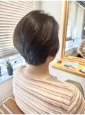 ピンクブラウンすっきりふんわりショート