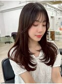 レイヤーカット/小顔レイヤー/マロンベージュ/髪質改善/韓国風1