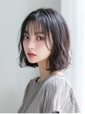 ナチュラルボブ暗めカラーグランマッシュデザイン20代30代40代50