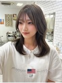 20代30代ミディアムレイヤー韓国くびれ巻きダブルカラー
