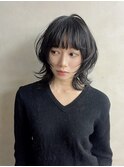 抜け感ミディアムウルフカットウルフレイヤーカット