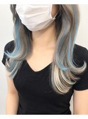 アイスブルー×ホワイトのシールエクステ