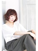 ひし形小顔耳かけ大人かわいいくせ毛風グラマラスふわミディ