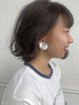 グリーン(green) オレンジベージュのイヤリングカラー bymisaki