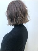 切りっぱなしボブ　×  アッシュベージュカラー