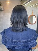 透明感カラー　グレー　暗髪　ウルフ　ミディアム　レイヤー