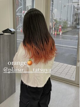 プレジールバイラファブリック(PLAISIR by LA FABRIQUE) PLAISIR/佐々木　裾カラー　オレンジ　デザインカラー　草加