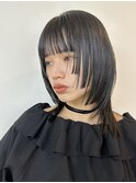 【oasisオグラ】ぱっつん前髪姫カットレイヤー暗髪グレージュ