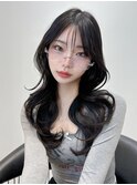  チャコール/オリーブグレー/レイヤーカット小顔顔周り韓国原宿