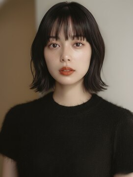 ハイレート ウニクス川越店(Hairate) 地毛風カラー×切りっぱなし外ハネミニボブ/20代30代40代