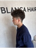 ラフ束感ツイストショート×テーパーフェード
