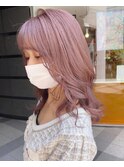 ハイトーンカラー×うる艶ラベンダー×ゆるふわカール