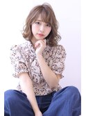 ローライトココアブラウン大人かわいいゆるふわフリンジウェーブ