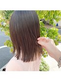 髪質改善×透明感カラー　外ハネロブ