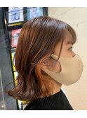 切りっぱなし外ハネボブ インナーカラーオレンジ