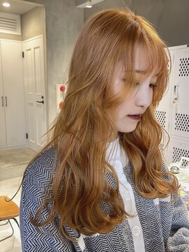 エリマ 調布(elima) 顔周りレイヤーダブルカラーブリーチオレンジカッパー20代