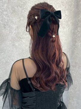 ヘアセット お呼ばれへア ヘアアレンジ ハーフアップ 20代 10代