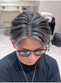 50代40代白髪ぼかしシルバーメッシュバレイヤージュ