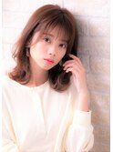 シースルー前髪ミントカラークリアカラーミディアムウルフ