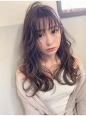 小顔シースルーバング×グレージュ