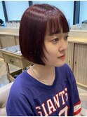 ブリーチなしボルドーカラーbob