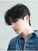 大人ビジネス色気ヘア毛流れセンターパートフェザーパーマ