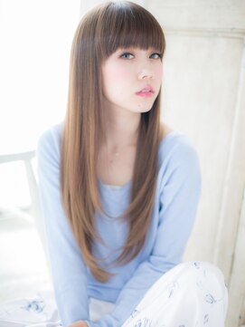 大波純一美容室パーティハン ミルクティーカラー艶感ストレートレイヤーカットa小山10代20代