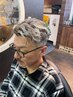ホワイトメッシュ！！　カット　シェービング　紫シャンプー