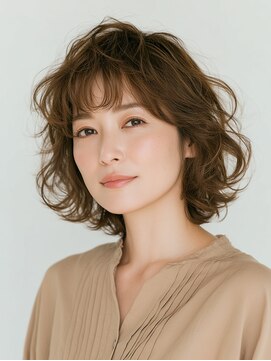 クラゲヘアー/小顔/ココアベージュ/オリーブグレー/川西