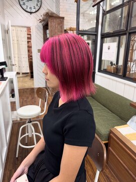 ユイマァル 倉敷店(YUIMARL) デザインカラー20代30代40代レイヤーウルフブリーチピンクカラー
