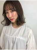 重め切りっぱなしボブ×サイドバング×ショコラブラウン